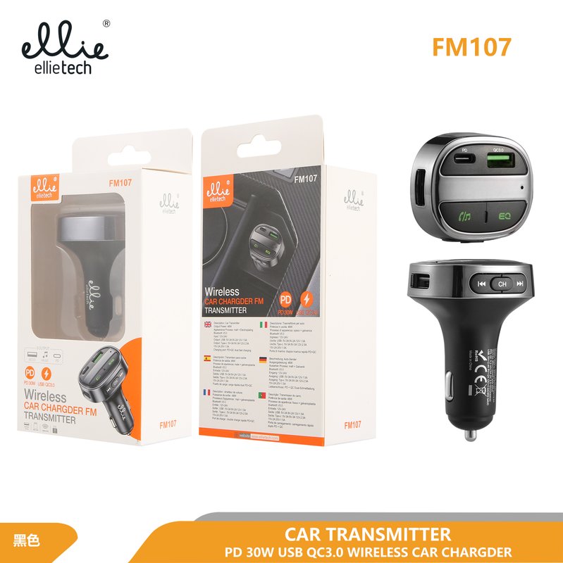 Ellietech FM107 Cargador de Coche para Moviles 30W USB QC3.0