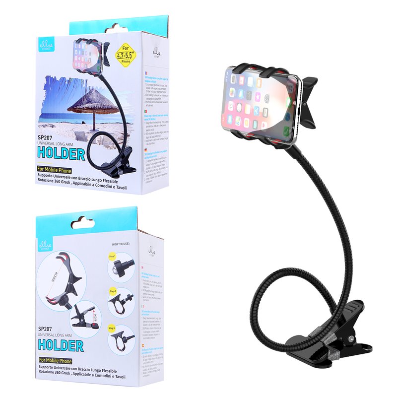 Ellietech SP207 360 Rotación Flexible Largo Brazo Soporte para Teléfono Móvil 4.7-5.5 Pulgadas