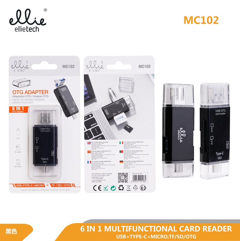 Ellietech MC102 Lector de tarjetas 6 en 1 OTG