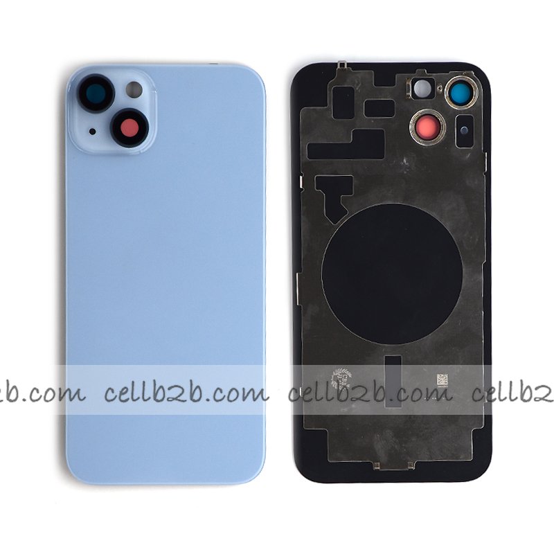 Tapa Trasera Cristal para Iphone 14 Plus con Marco Lateral + Marco de cámara Azul