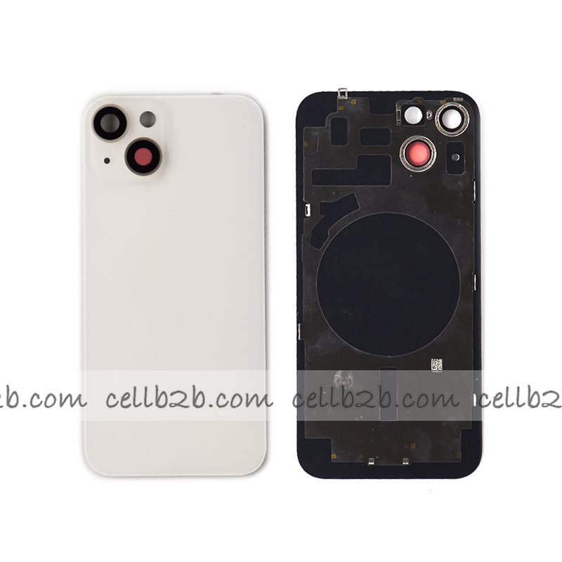 Tapa Trasera Cristal para Iphone 14 con Marco Lateral + Marco de cámara Blanca