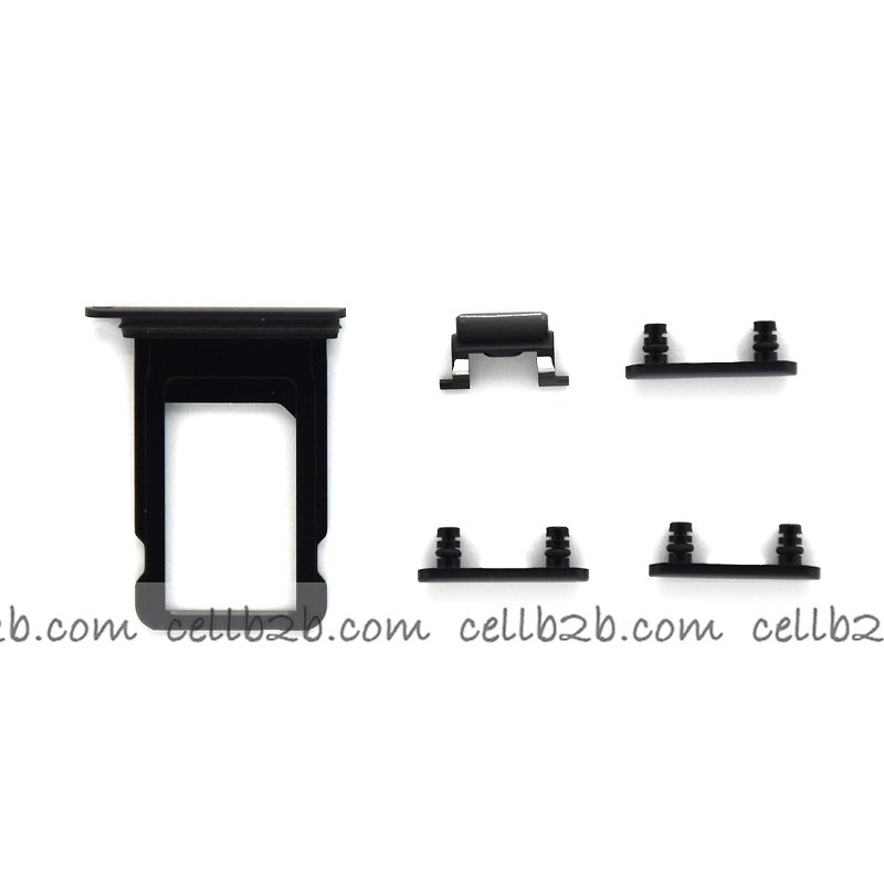 Set 4 Piezas Porta-SIM + Teclado de Volumen, Encendido y Boton Vibración para iPhone SE 2020 Negro