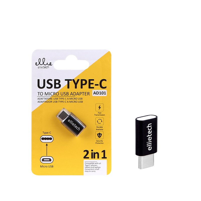Ellietech AD101 Adaptador USB Tipo-C a Micro USB Plástico