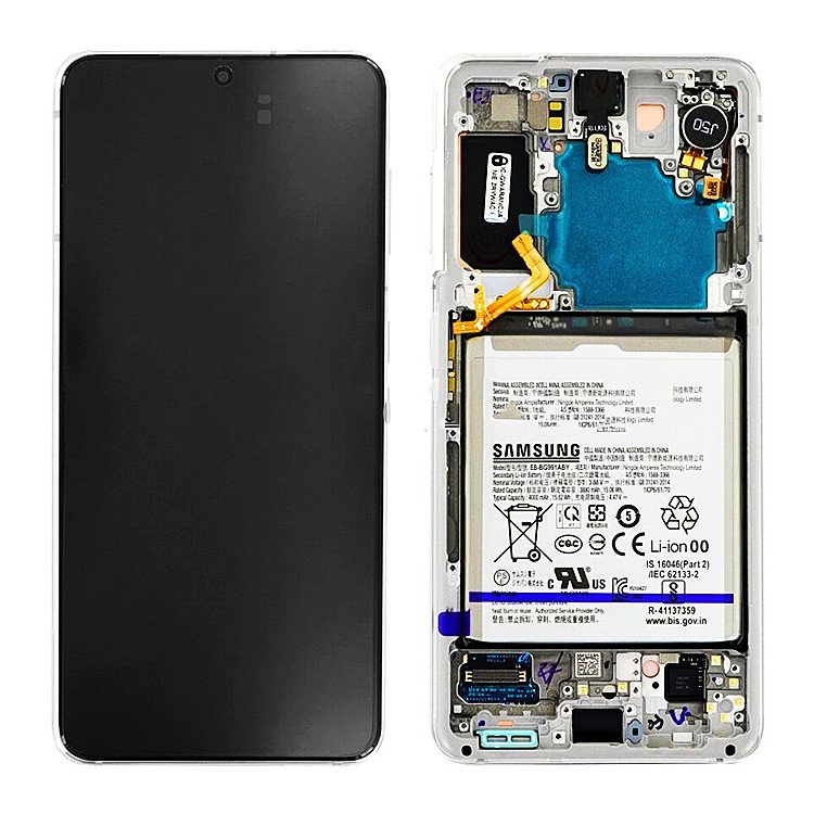 *Pantalla Samsung Galaxy S21 5G G991F Blanco Fantasma con Marco y Batería Completa Original SERVICE PACK