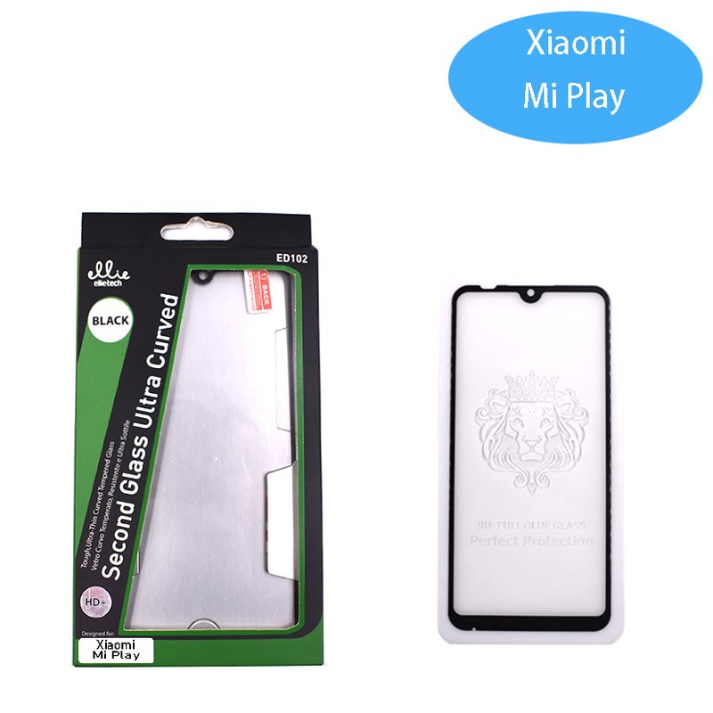 ED102 Protector Cristal para Xiaomi Mi Play Full Glue Completo Negro