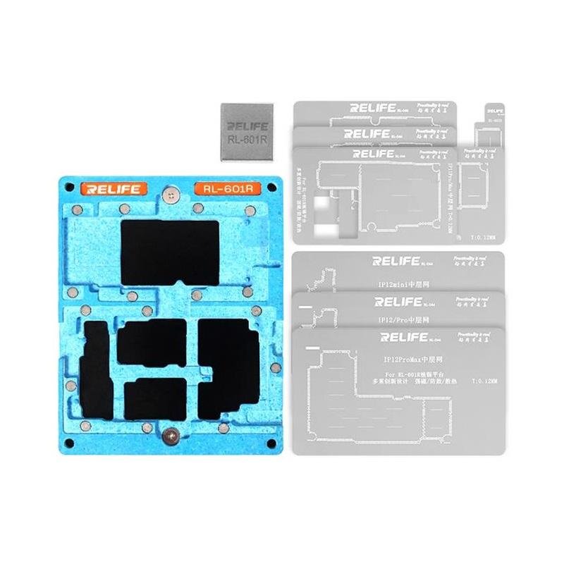 RELIFE RL-601J Plataforma Central de Estañado para iPhone X / XS / Xs Max / 11 / 11 Pro / 11 Pro Maz / 12 Mini / 12 Pro / 12 Pro Max