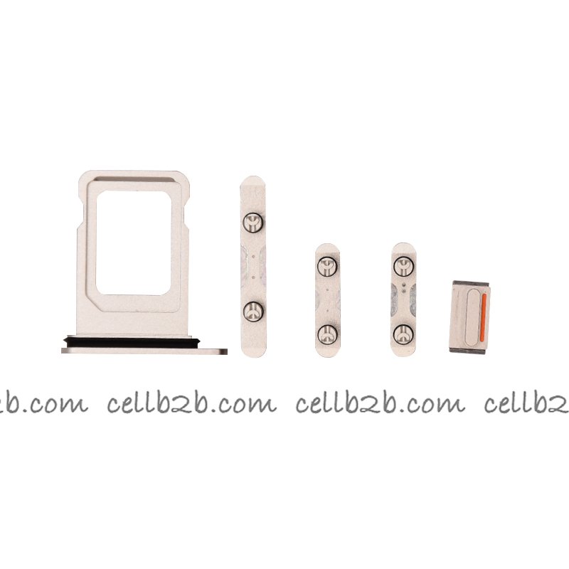 Set 4 Piezas Porta-SIM + Teclado de Volumen, Encendido y Botón Vibración para iPhone 13 Blanco