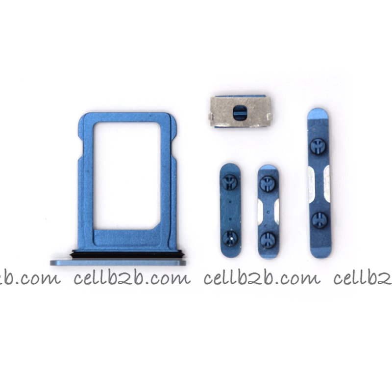Set 4 Piezas Porta-SIM + Teclado de Volumen, Encendido y Botón Vibración para iPhone 13 Mini Azul