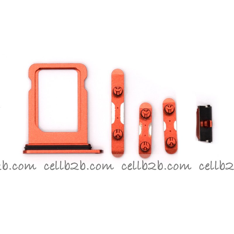 Set 4 Piezas Porta-SIM + Teclado de Volumen, Encendido y Botón Vibración para iPhone 13 Mini Rojo