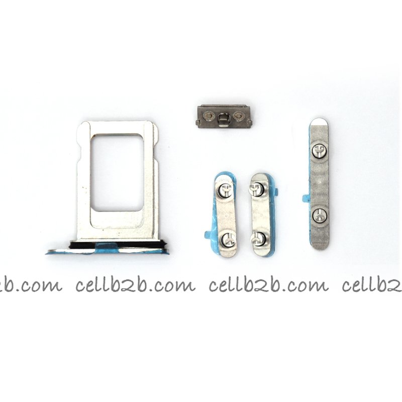 Set 4 Piezas Porta-SIM + Teclado de Volumen, Encendido y Botón Vibración para iPhone 13 Pro / 13 Pro Max Blanco
