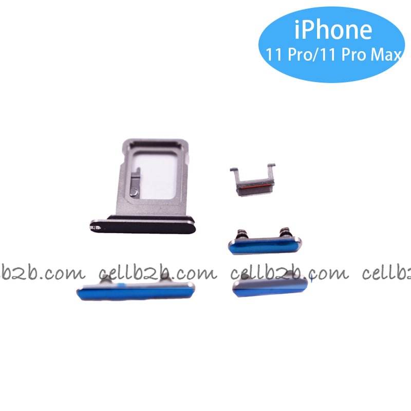Set 4 Piezas Porta-SIM + Teclado de Volumen, Encendido y Boton Vibración para iPhone 11 Pro / iPhone 11 Pro Max Blanco