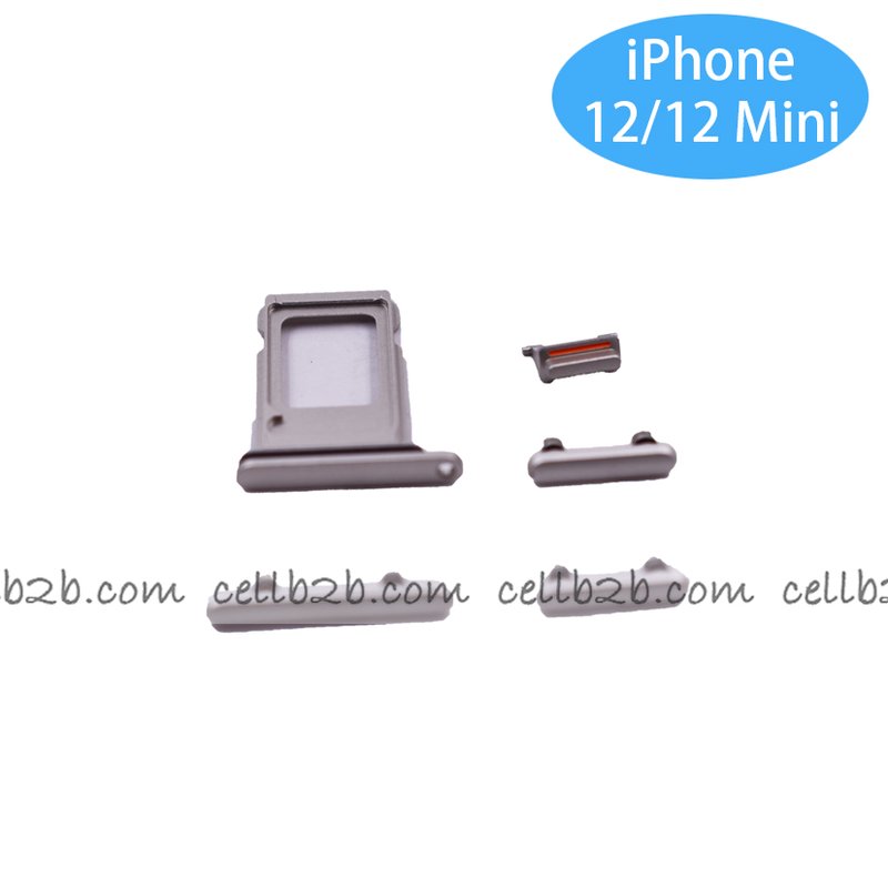 Set 4 Piezas Porta-SIM  + Teclado de Volumen, Encendido y Boton Vibración para iPhone 12 6.1 Blanco