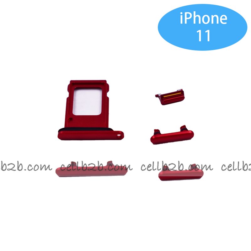 Set de Botones Lateral + Bandeja de SIM para iPhone 11 Rojo