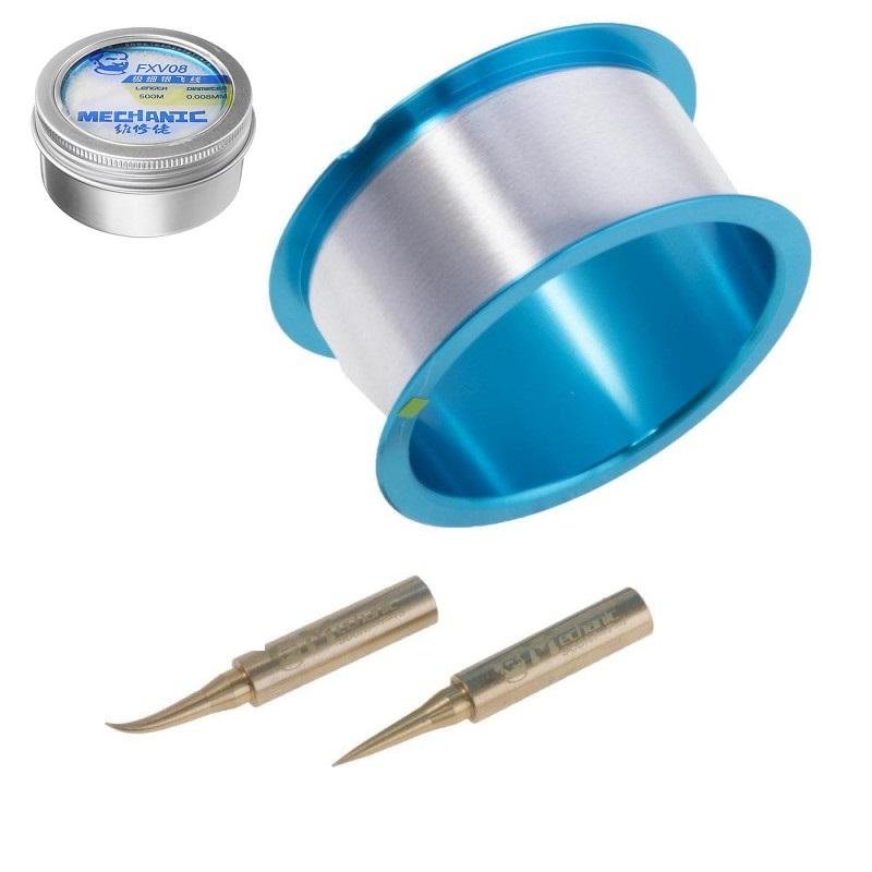 Set MC FXV08 de Hilo 500m 0.0008mm y Puntas para Soldar de Cobre Puro