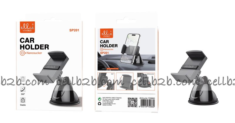 Ellietech SP201 Soporte 360° de Móvil para Coche
