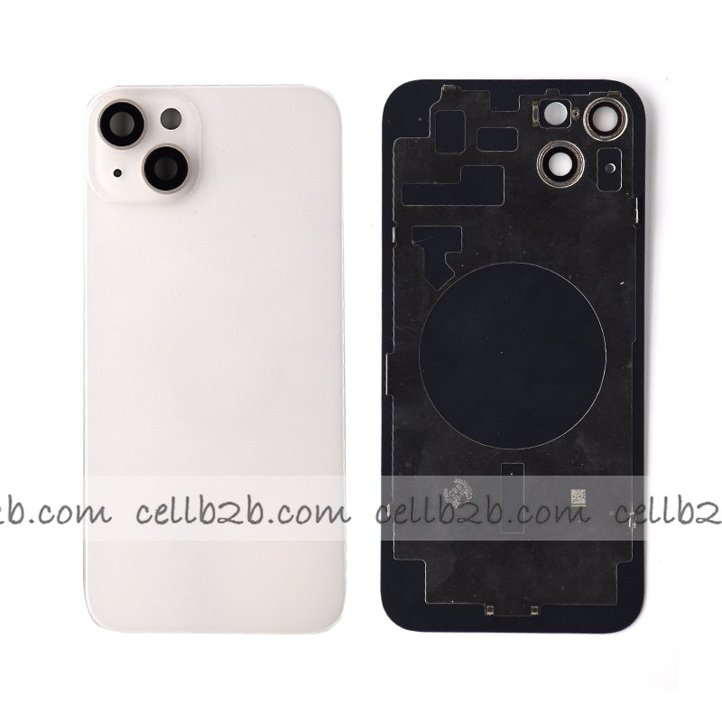 Tapa Trasera Cristal para Iphone 14 Plus con Marco Lateral + Marco de cámara Blanca