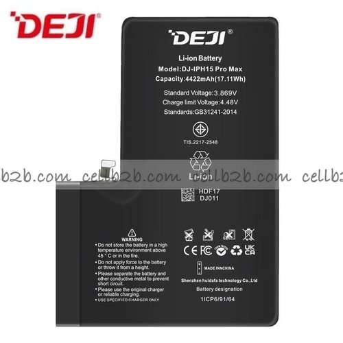 DEJI Batería para iPhone 15 Pro Max Capacidad Estándar 4422mAh