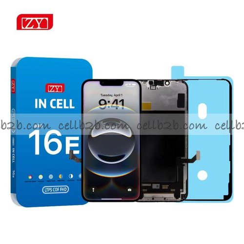 Pantalla iPhone 16E ZY FHD-COF 1080p INCELL LCD+Táctil Negra Completa (Control IC Reemplazable)
