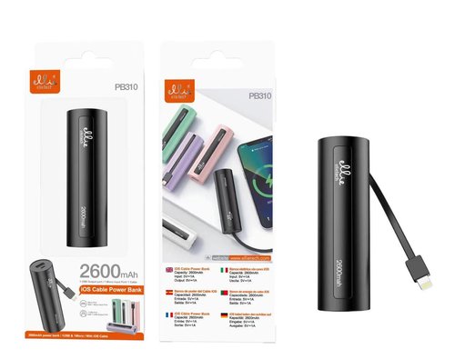 Ellietech PB310 Bateria Externa 2600mAh Portatil con cable iOS Lightning 5V 1A
