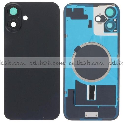Tapa Trasera Cristal con Soporte para iPhone 16 Negra