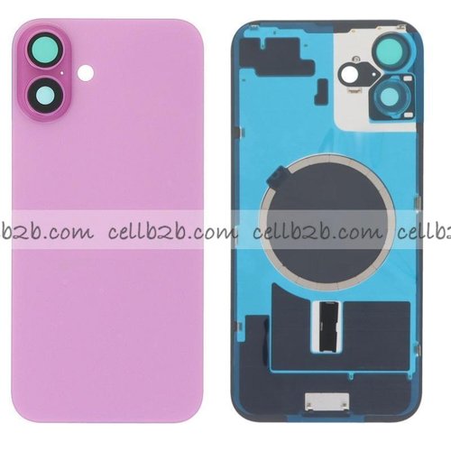 Tapa Trasera Cristal con Soporte para iPhone 16 Rosa