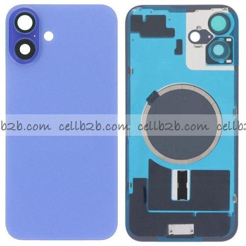 Tapa Trasera Cristal con Soporte para iPhone 16 Azul