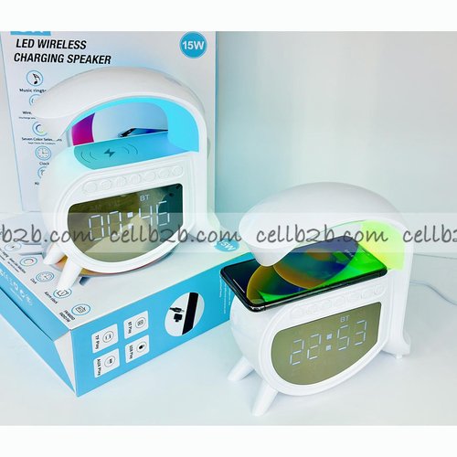 A16 Altavoz Wireless con Cargador Inalambrico，Pantalla LCD Reloj