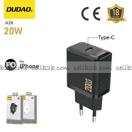 *Cargador Type-C PD 20 W para Apple, negro – DUDAO A26
