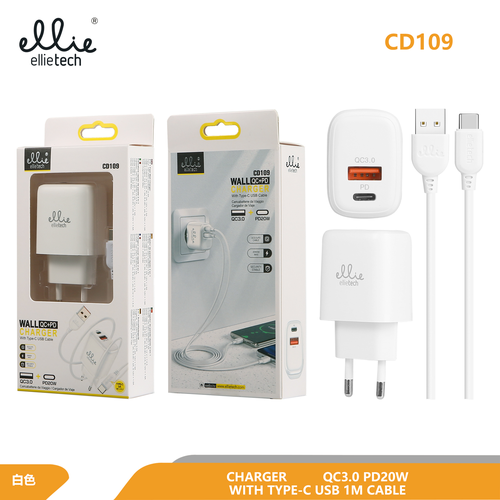 Ellietech CD109 Cargador para Tipo C PD/QC 3.0