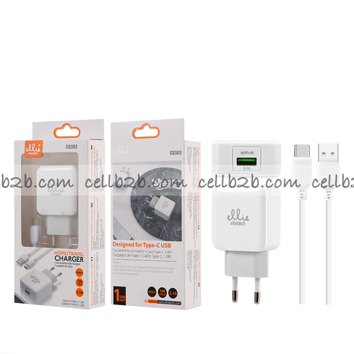 Ellietech CD303 Cargador con Cable Tipo-C  2.1A 1M