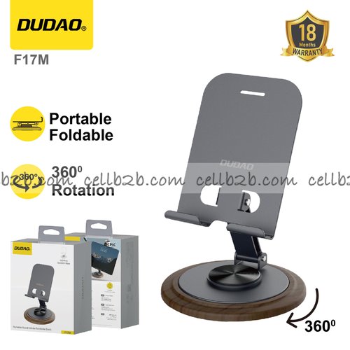 *Soporte plegable para móvil con rotación 360°, doble eje ajustable, aluminio antideslizante compatible con iPhone y iPad – DUDAO F17M