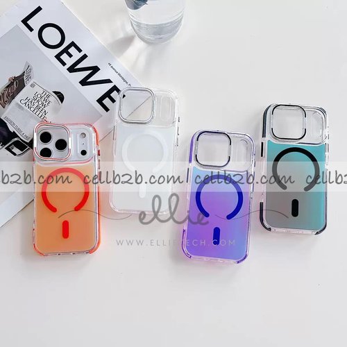 Funda Magsafe Iridiscente Con Soporte Cámara Plegable para iPhone 16 Pro Max