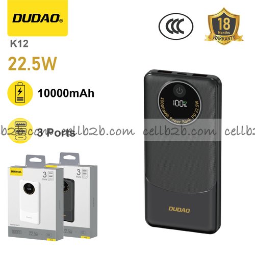 *Carga rápida 22.5W, triple salida, pantalla LED y protecciones Blanco – DUDAO K12