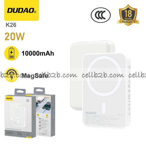 *Carga rápida dual 15W inalámbrica + 20W cableada, certificado y seguro – DUDAO K26