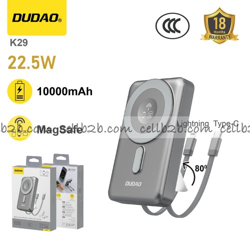 *Carga magnética 3 en 1, cables dobles y soporte plegable gris grafito– DUDAO K29