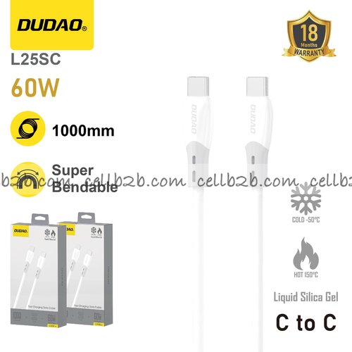 *Cable Type-C a Type-C 60W Blanco - DUDAO L25SC 1m