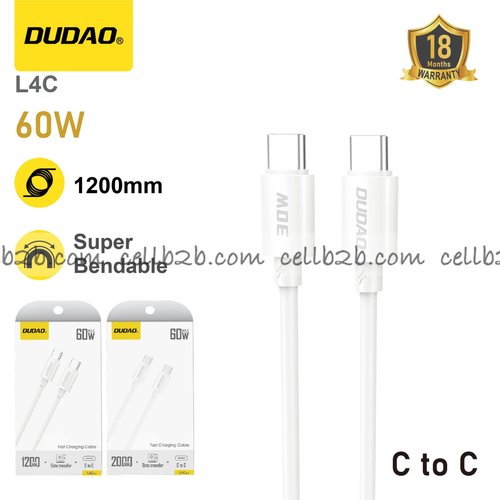 *Cable USB-C a USB-C 60W, 1.2m, flexible y duradero – DUDAO L4C 1.2m