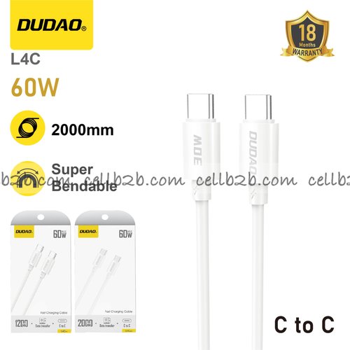 *Cable USB-C a USB-C 60W, 2m, flexible y durable – DUDAO L4C 2m