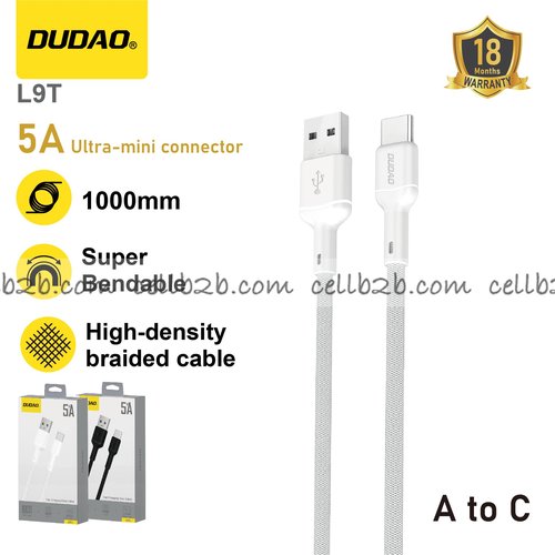 *Cable Type-C de Carga Rápida 5A Blanco - DUDAO L9T 1m