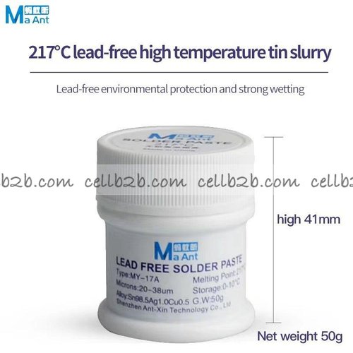 MaAnt MY-17A Pasta de Soldadura sin Plomo Microns 20-38um Peso 50g Alta Temp 217º