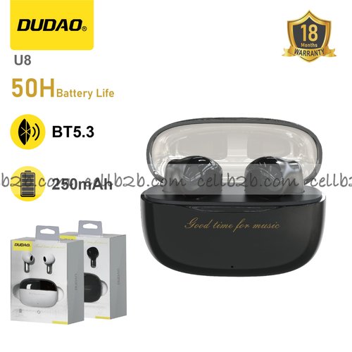 *Driver 13mm, Bluetooth 5.3 baja latencia, 50h con estuche negro – DUDAO U8