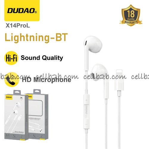 *Auriculares semi-in-ear con interfaz Lightning（BLUETOOTH）, control de tres botones estable, driver dinámico equilibrado  blanco – DUDAO X14ProL