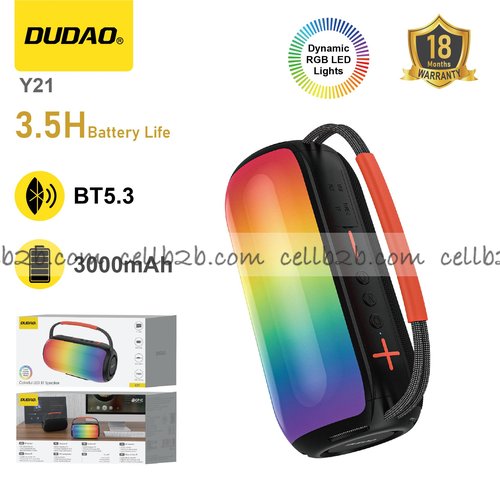 *Altavoz Bluetooth LED Multicolor, Múltiples Modos de Reproducción, Sonido Potente, Larga Duración-DUDAO Y21