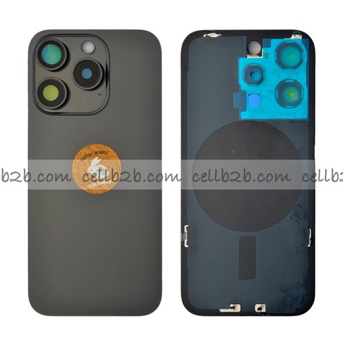 Tapa Trasera Cristal con Soporte para iPhone 15 Pro Negra
