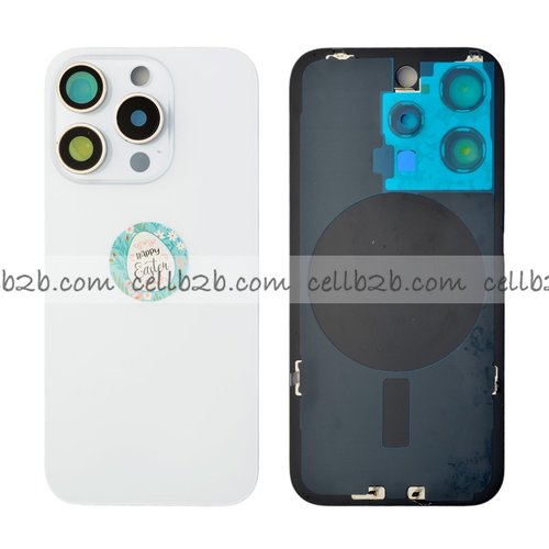 Tapa Trasera Cristal con Soporte para iPhone 15 Pro Blanca