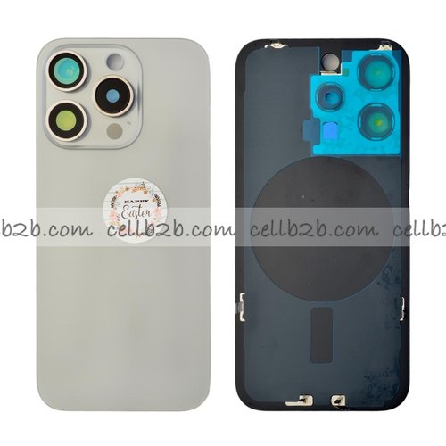 Tapa Trasera Cristal con Soporte para iPhone 15 Pro Titanic Natural