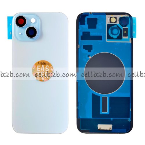 Tapa Trasera Cristal con Soporte para iPhone 15 Plus Azul