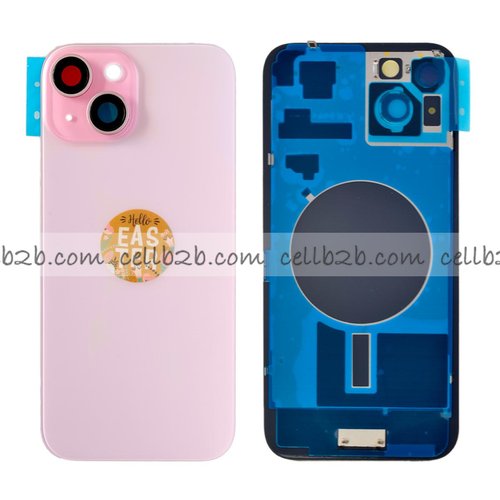 Tapa Trasera Cristal con Soporte para iPhone 15 Plus Rosa