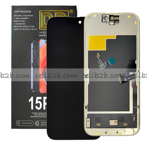 Pantalla iPhone 15 DD OLED Soft LCD+Táctil Negra Completa (Control IC reemplazable)