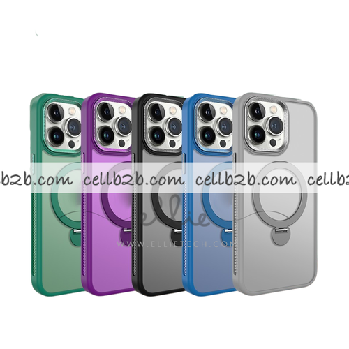Funda Magsafe con Giro de Soporte y Textura Metálica ZW para iPhone 15 Pro Max